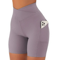 Women's Cross-Waist Fitness Shorts with Pockets