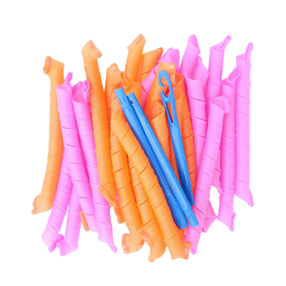 20Pcs/bag 55cm Magic Curlers Fashionable Hair Rollers Easy To Use  No Heat Curl Spiral Curls Styling Kit for Long Hair Hairstyle