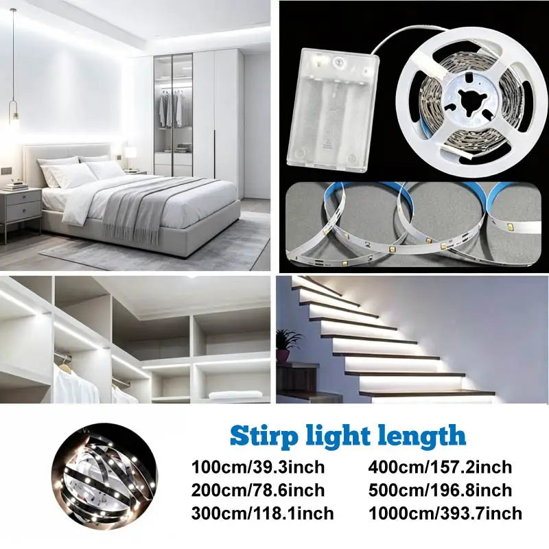 Led Light Strip--White Light/Warm Light, Adhesive-Backed, Can Be Cut to Size, Battery-Powered (Batteries Not Included), Available in Multiple Lengths from 1m to 10m. Very Suitable for Tv and Computer Live Streaming Lighting,