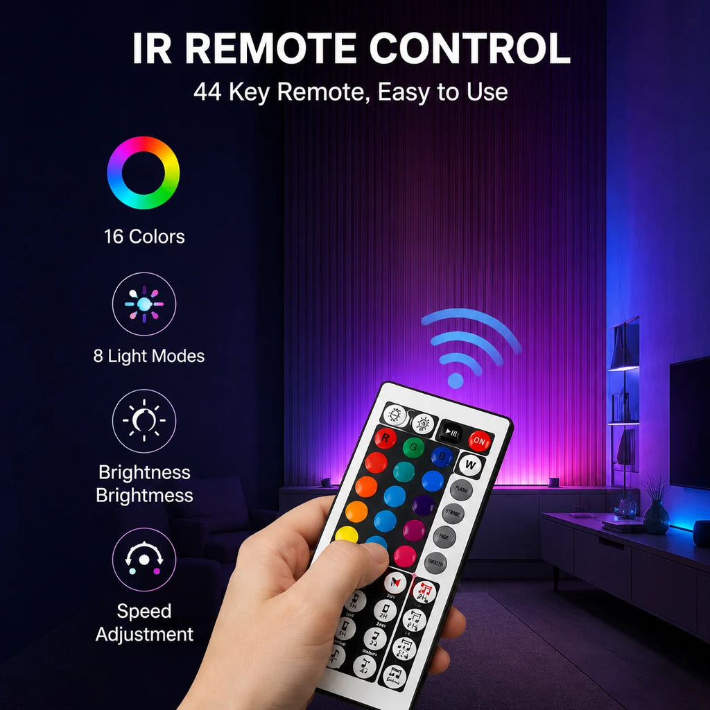 1M-40M Led Strip Lights with 44 Key Remote Control  RGB Tape Led Wall Room for Home Bedroom Party Decor TV Backlight