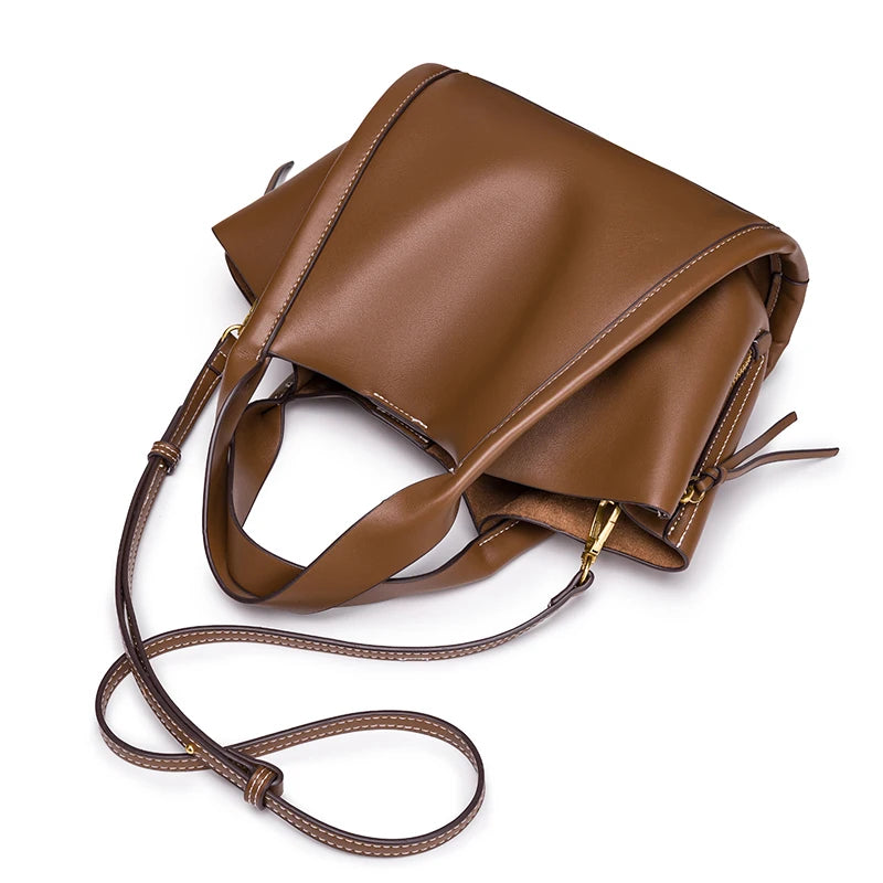 Women Wing Shape Mini Tote Handbag, Soft Smooth Surface Contrast Stitching Shoulder Bag, Magnetic Closure, Detachable Adjustable Crossbody Strap Versatile Commute Bag