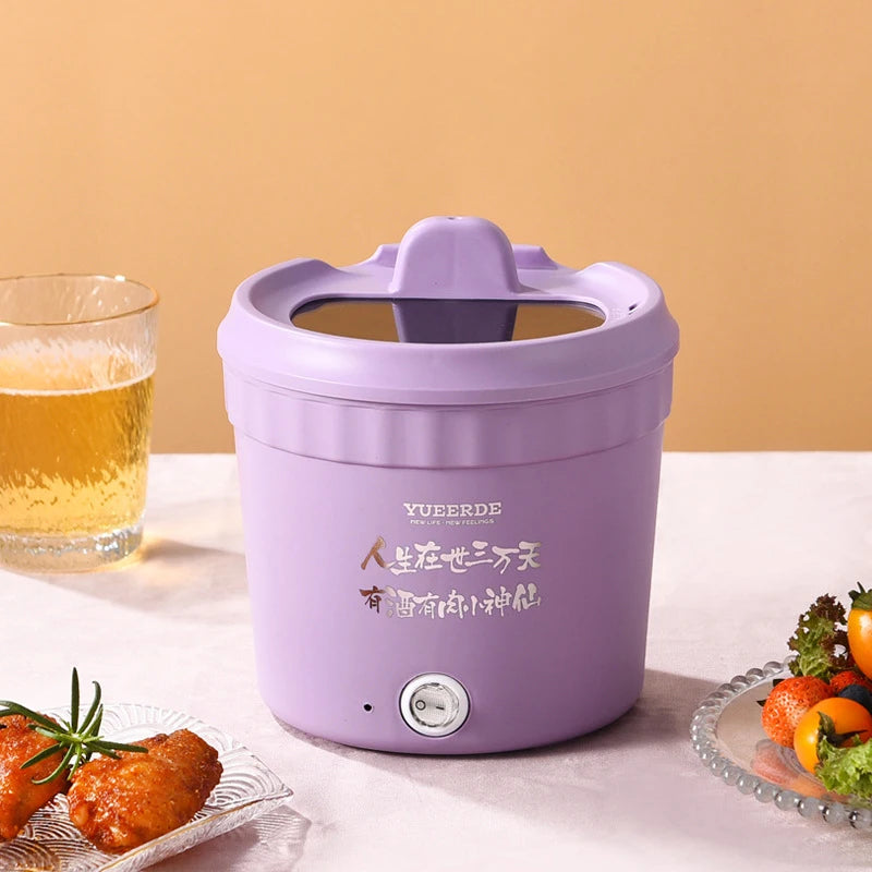 1.2L Mini Electric Hot Pot Household Multifunctional Electric Cooking Pot Double-layer Anti-scalding Portable Non-stick Pot