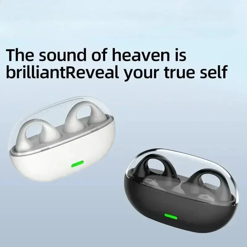 Bluetooth Headset 5.3 Wireless Air Conduction Headphones Clip Ear Music Noise Canceling HD Call Sports Gaming Earphone