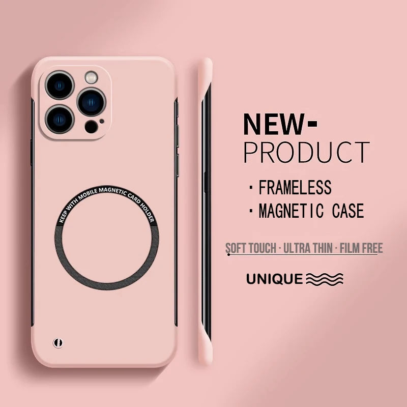 Ultra Thin Matte Hard PC Magnetic Frameless Color Phone Case For iPhone 17 Air 16E 16 15 14 Plus Pro Max 17 Pro Max Cover Cases