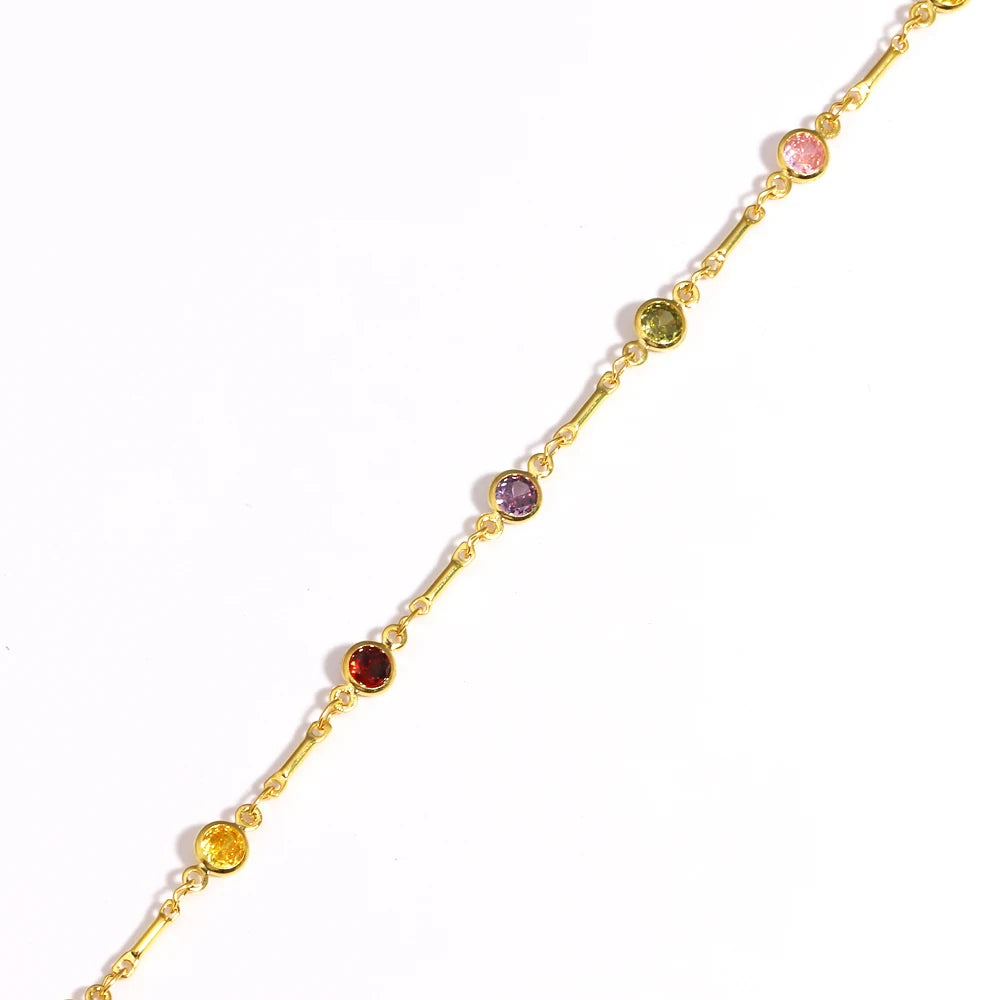 Iced Out Bling CZ Tennis Chain Rainbow Zirconia Colorful Necklace Top Quality Gold Color Hip Hop Fashion Women Choker Jewelry