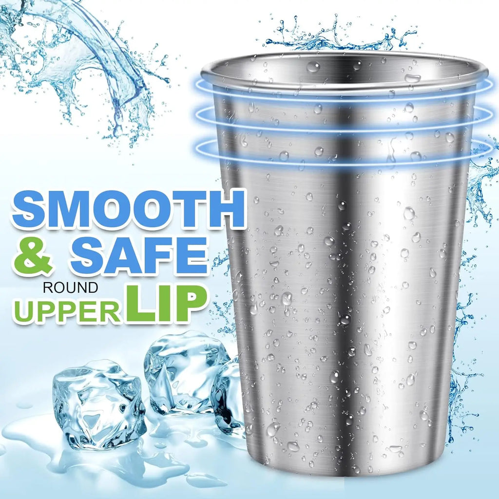 4 Pieces Stainless Steel Pint Cups 500ml Stainless Steel Tumblers Pint Camping Cups Drinking Glasses Stackable Metal Cups