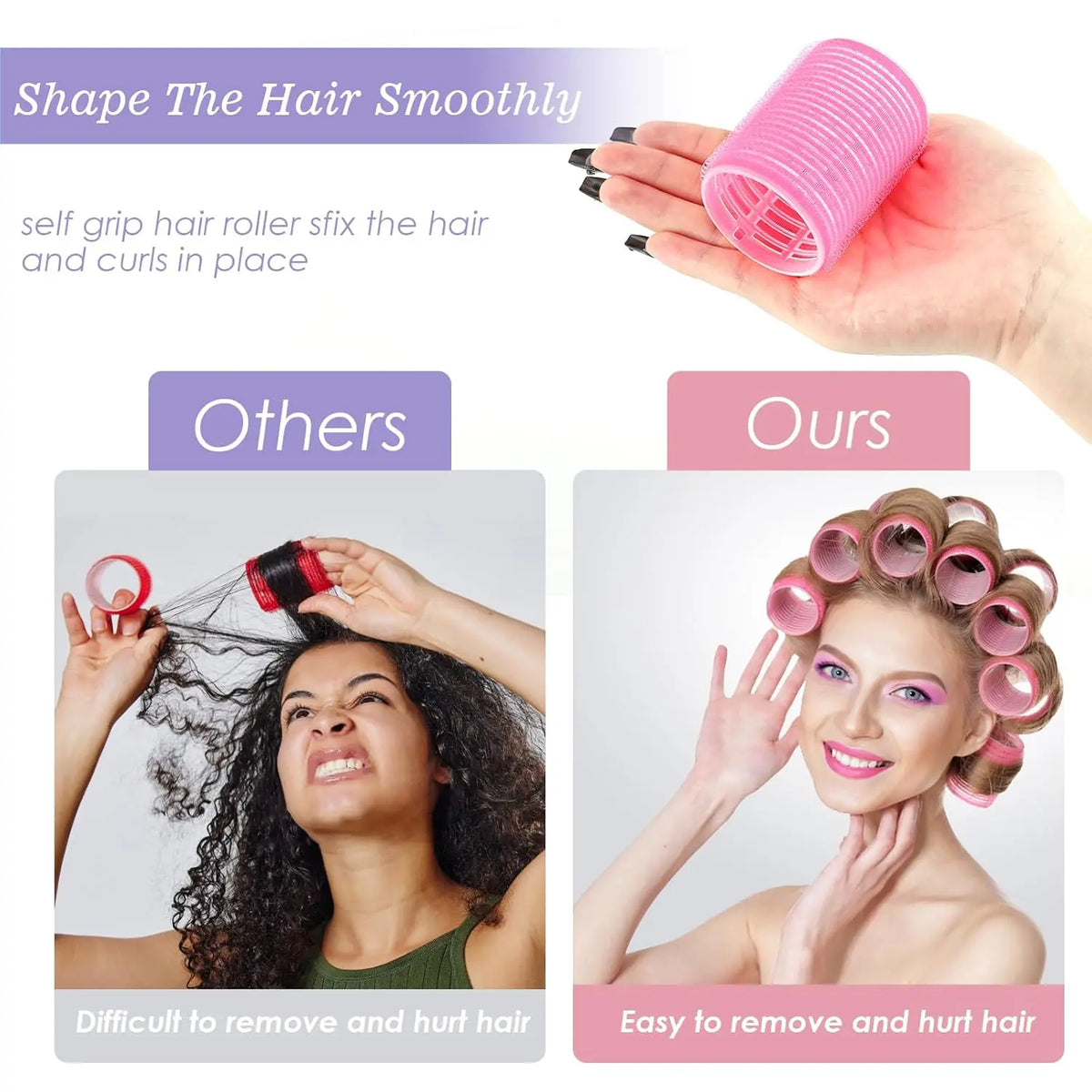 33 pcs Hair Curlers Rollers Self Grip Hair Curlers No Heat  with Clips & Tail Comb for Long Medium Short Hair
