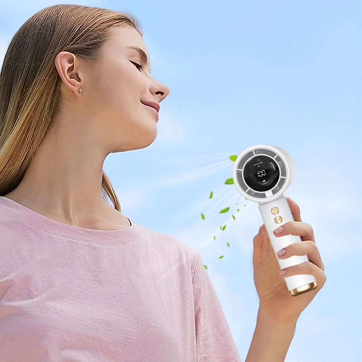 Portable Handheld Turbo Fan USB Rechargeable Mini Air Cooler Quiet High Speed LED Display for Outdoor Travel