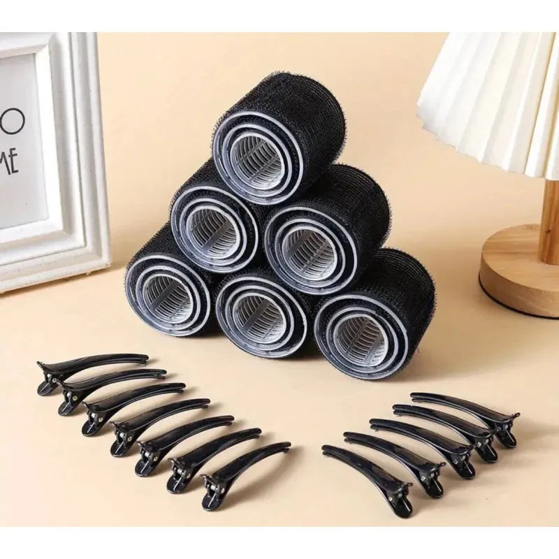 12 Curlers + 12 Clips Self-Adhesive Hair Curling Rollers Clips Set With Hair Curlers