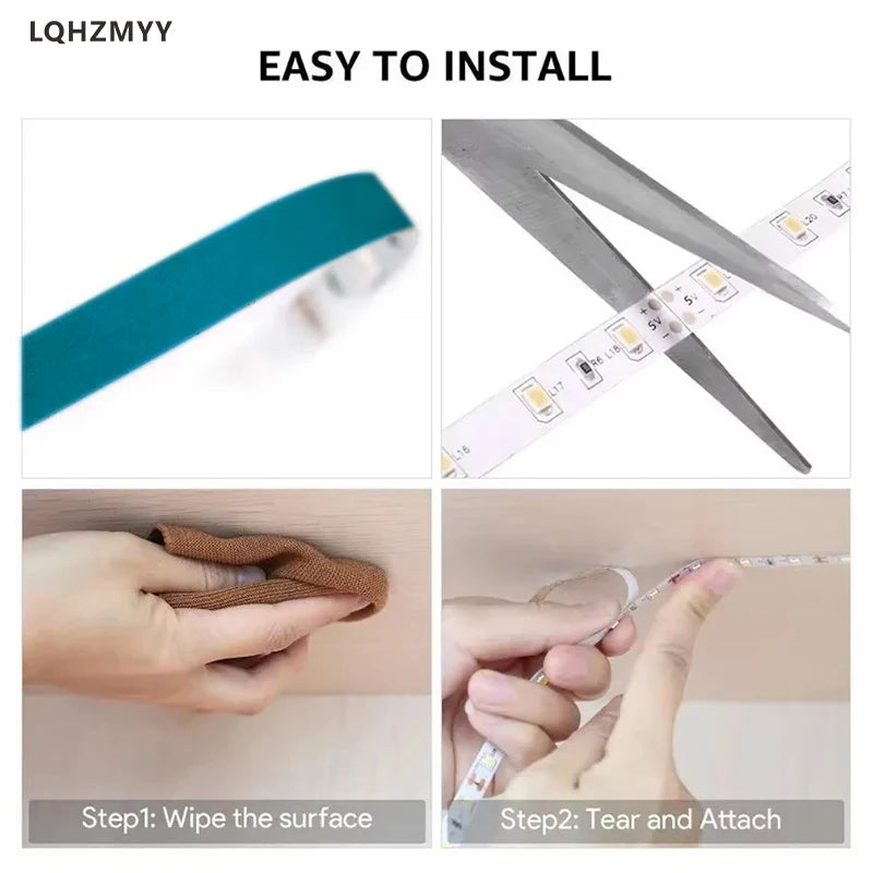 Led Light Strip--White Light/Warm Light, Adhesive-Backed, Can Be Cut to Size, Battery-Powered (Batteries Not Included), Available in Multiple Lengths from 1m to 10m. Very Suitable for Tv and Computer Live Streaming Lighting,