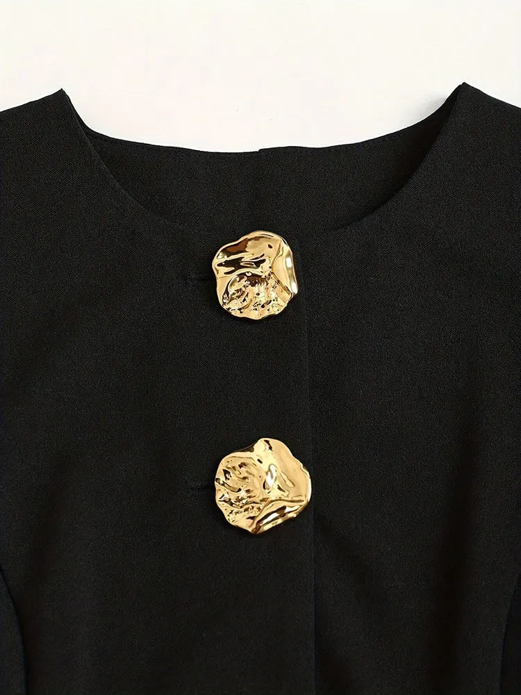 New Large Size Solid Metal Button Slim Sleeveless Top Elegant Plus Size Women's Vest Formal Occasion Fashion Items Top Cardigan