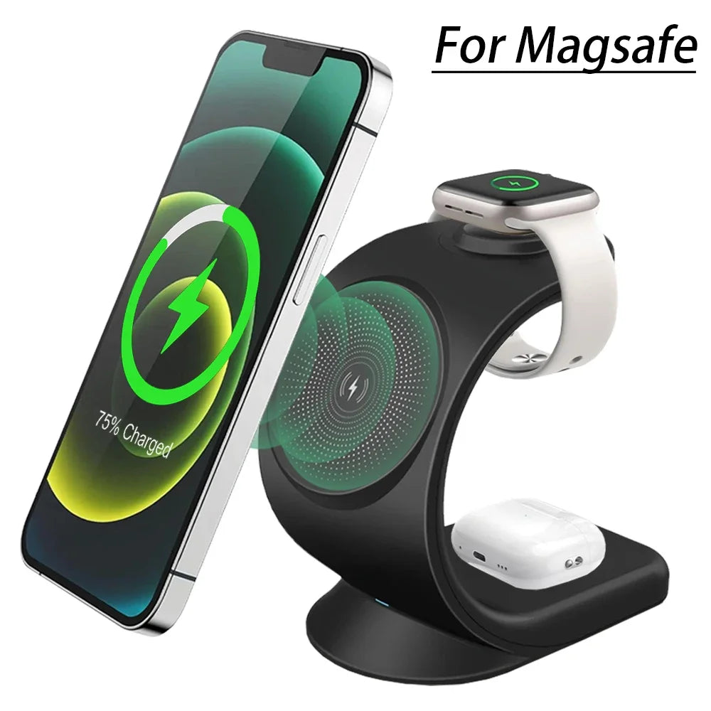 Magnetic Wireless Charger 3 in 1 Fast Charging Station For Magsafe iPhone 17 16 15 14 Pro Max iWatch 10 9 8 7 6 SE AirPods Pro