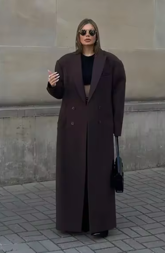 Women's Double-Breasted Wool-Look Coat