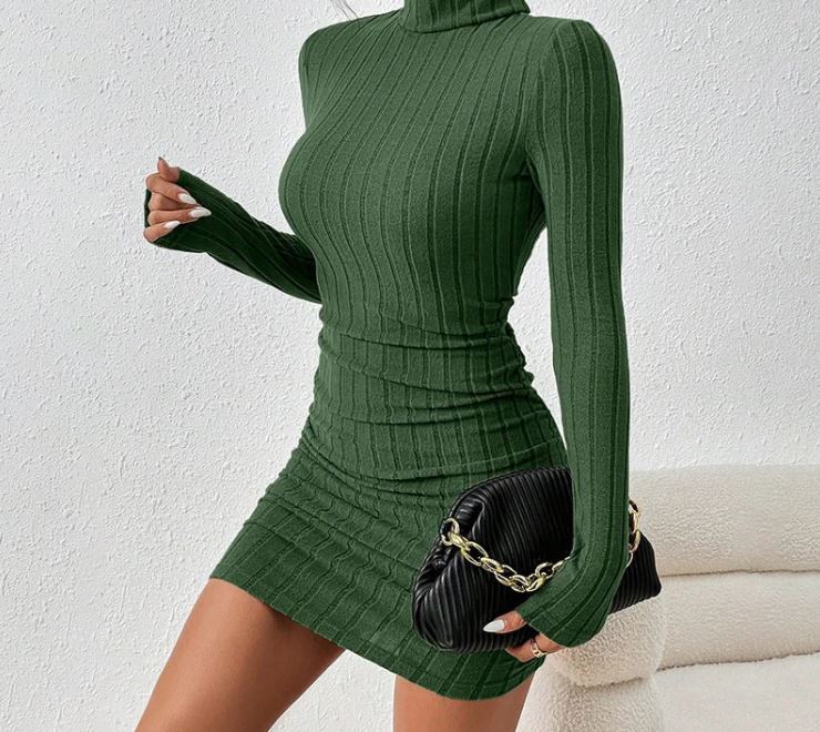 Women's Turtleneck Slim-Fit Knitted Dress